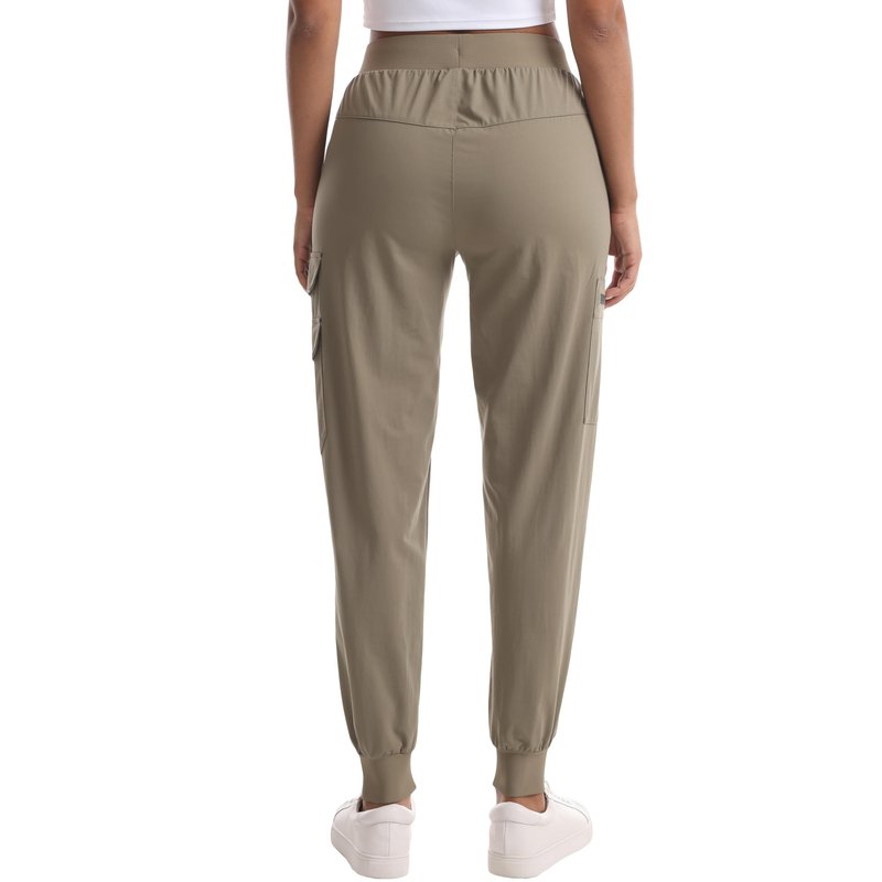 Women's Lightweight Cargo Joggers - Quick-Dry Hiking Pants with 5 Pockets for Workout Travel Casual Camping(Khaki M)