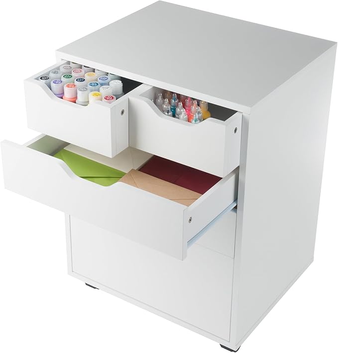 Winsome Halifax Bins & Drawers Mobile Cabinet, for Home Office, White
