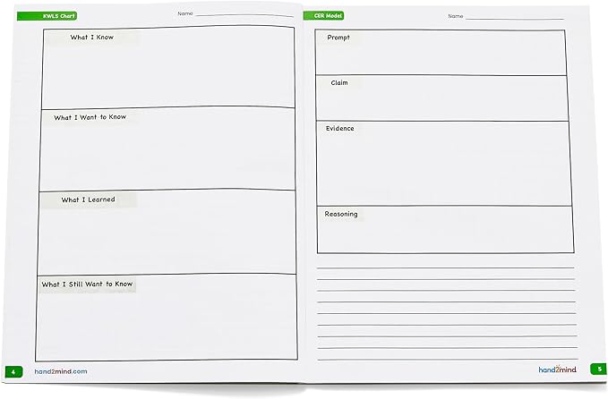hand2mind Scientific Reasoning Notebook, Grades 3-5, Elementary Classroom Must Haves, Science Teacher Supplies, STEM Lab Notebooks for Kids (Set of 10)