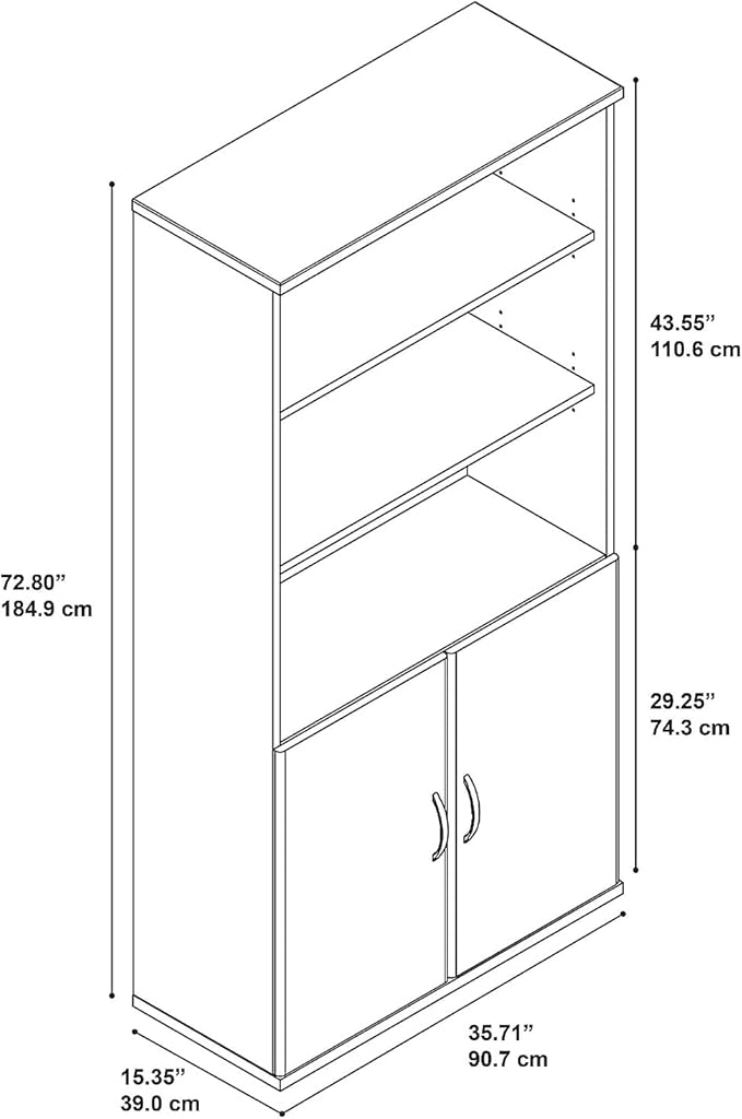 Bush Business Furniture Series C 36W 5 Shelf Bookcase with Doors in Mahogany