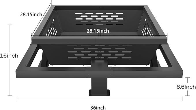 Auhilence 36 inch fire Pit, Square Outdoor Fire Pit with Poker, Wood Burning Fire Pit for Camping, Backyard, Patio