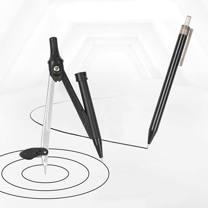 LABANCA 8 Pcs Compass Set with Protractor Rulers Pencil for Math Geometry (08373 Black)