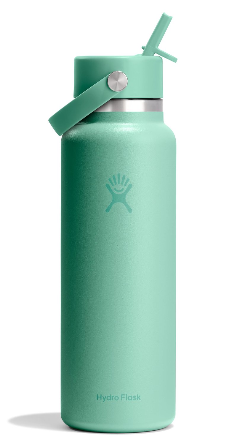 Hydro Flask Water Bottle - Insulated Stainless Steel - Wide Straw Lid, Non Spill, Leakproof in 40 Oz Mermaid Green