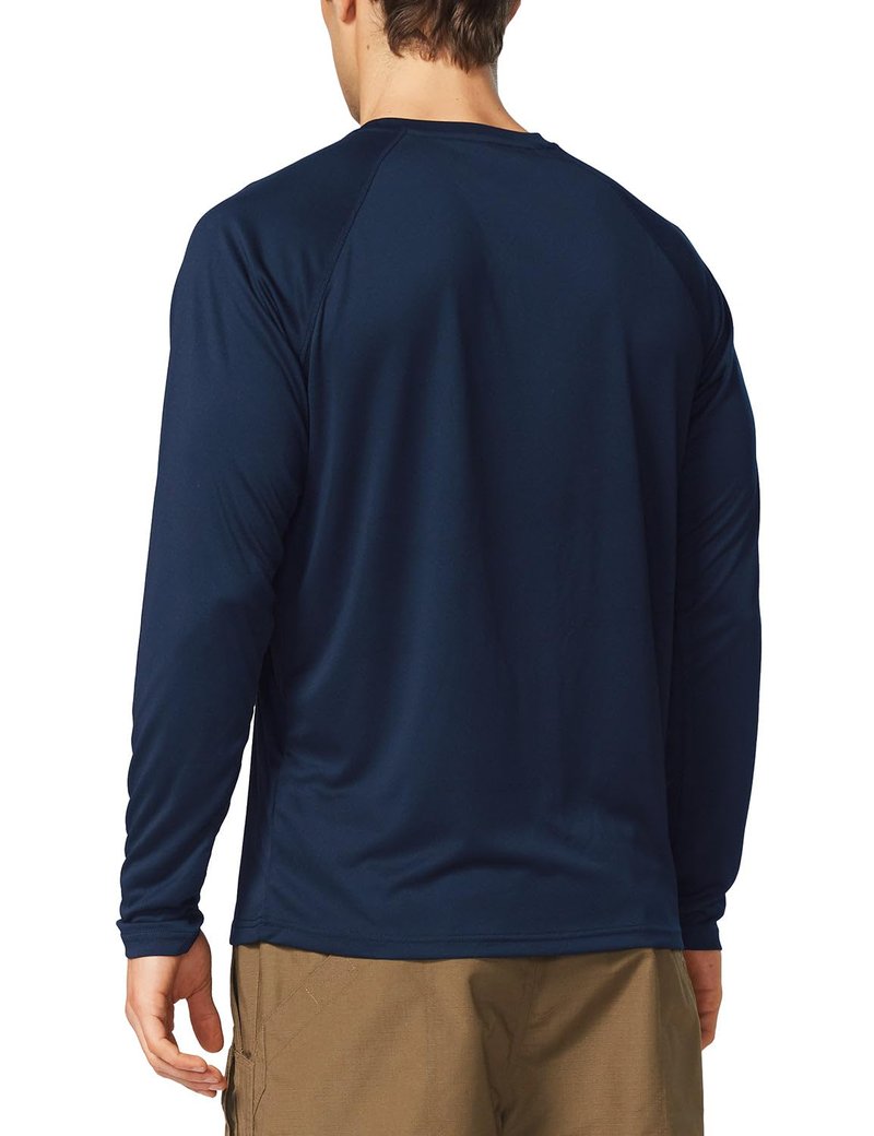 baleaf Mens UPF 50+ Sun Protection Shirts Long Sleeve Rash Guard, Quick Dry 4-Way Stretch for Fishing Swimming Surfing 01-Dark Blue 2XL