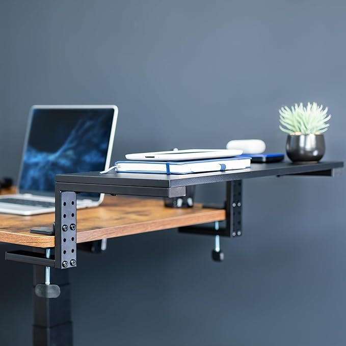 VIVO Clamp-on 22 inch Desk Extension Shelf for Gaming PC, Ergonomic Computer Monitor and Laptop Riser, Printer Stand, Versatile with Freestanding Feet Included, Desktop Organizer, DESK-SHELF22B