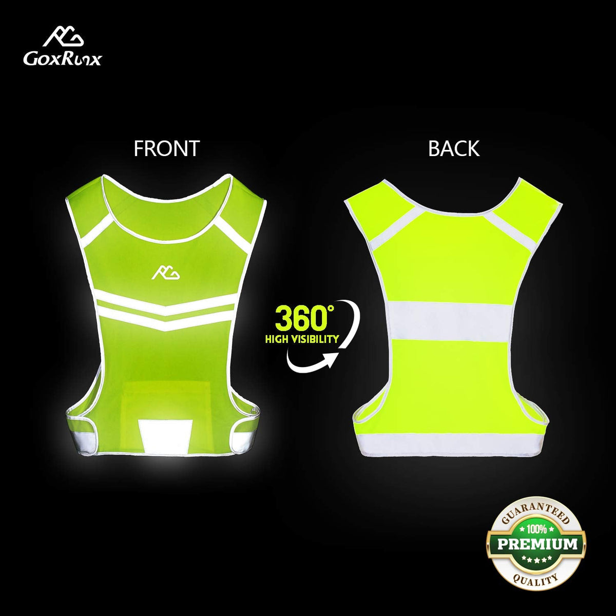 Reflective Running Vest Gear Ultralight & Comfortable Cycling Motorcycle Reflective Vest-Large Zippered Inside Pocket & Adjustable Waist- High Visibility Night Running Safety Vest (Yellow, XXL)