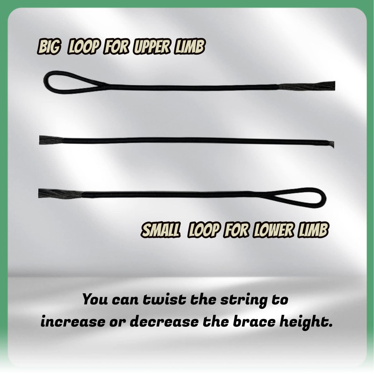 DEERACE Traditional Recurve Bow String, AMO 48"-70" 12,14,16 Strands Dacron Bow String Replacement for Recurve/Long/Horse Bow (AMO 54” (Actual Length 50”), 16 Strands (Recommended for up to 65 lbs))
