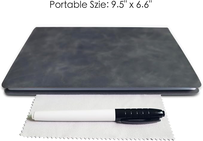 Portable Small Dry Erase Board Whiteboard Notebook Handheld, Reusable White Board Dry Erase Notebook for Desk, at Home Office Study Essentials-9.5" x 6.6" (Black-New)