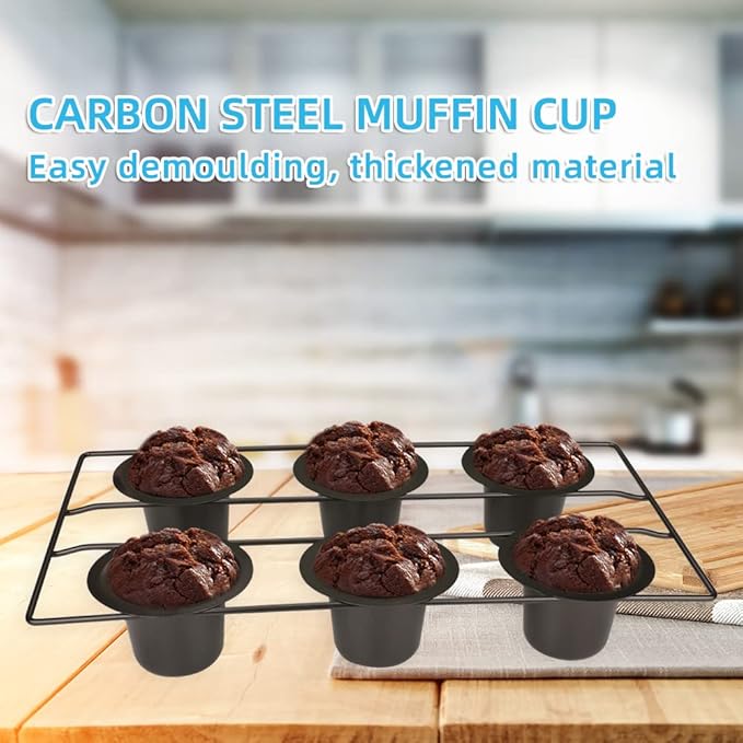 CGGYYZ 6 Cup Nonstick Popover Pans, Muffin Tin, Large Deep Cupcake Baking Pan, Muffin Pans for Baking Sets Non Stick
