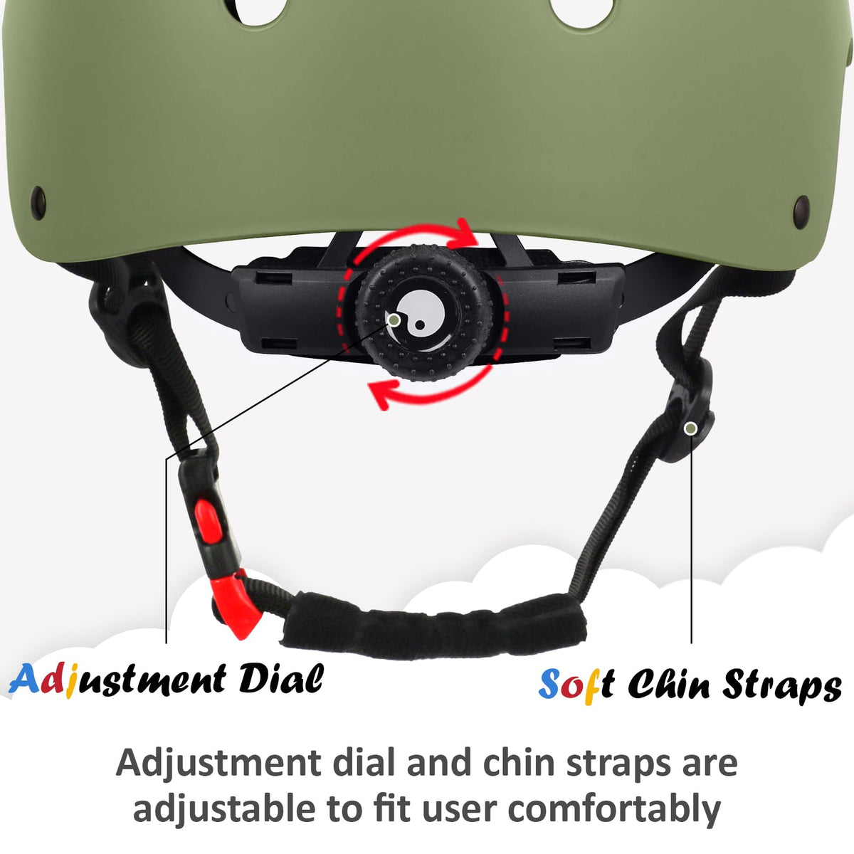 Kids Bike Helmet, 3 Sizes from Toddler to Youth, Olive, Medium