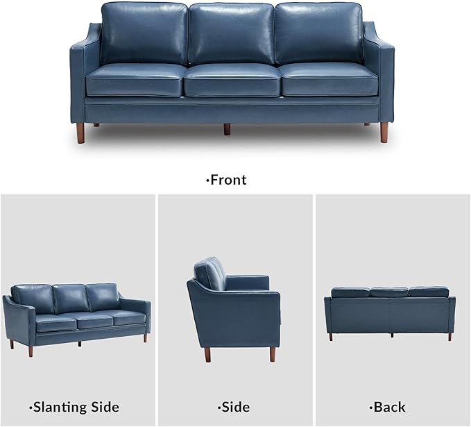 Kingfun Living Room Furniture Sets, 3 Seater Couch, Armchair and Loveseat, Mid Century Modern Sofa Set, Faux Leather Couch with Solid Wood Frame for Living Room & Bedroom, Royal Blue