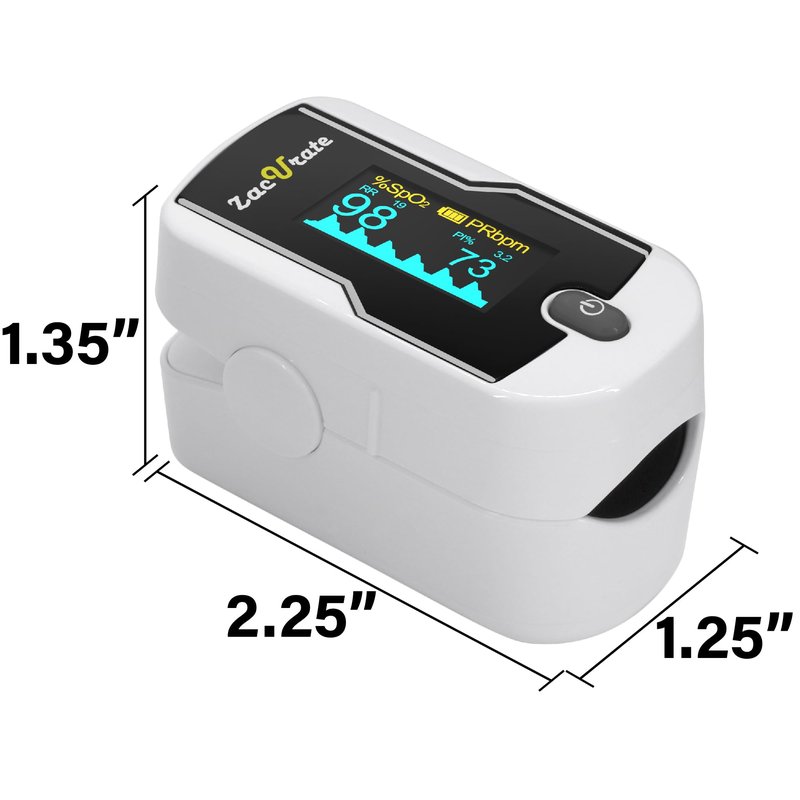 Zacurate 500E-B Wireless Bluetooth Fingertip Blood Pulse Oximeter Monitor with FREE App, SpO2, Heart Rate, Plethysmograph, and Perfusion Index Finger Oxygen Sensor Meter