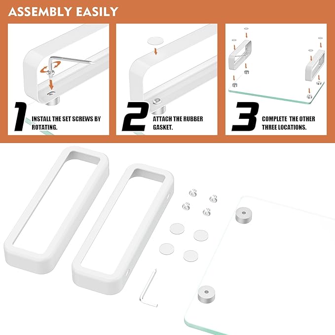 Hemudu Clear Computer Monitor Stand Riser Multi Media Desktop Stand for Flat Screen LCD LED TV, Laptop/Notebook, with Tempered Glass and Metal Legs, HD02T-001