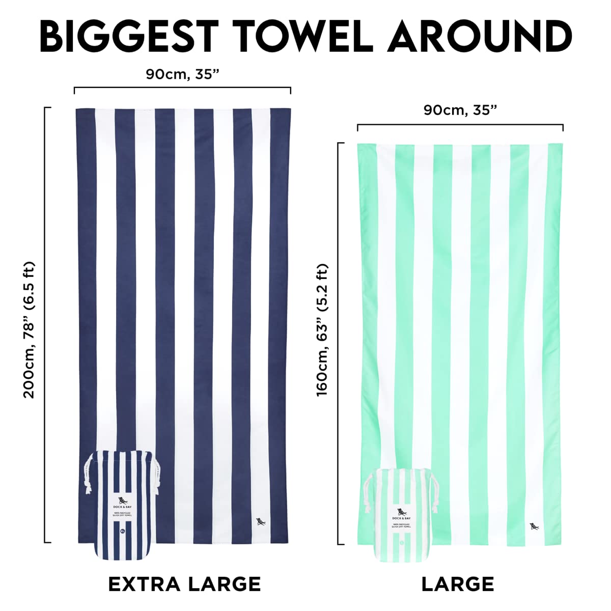 Dock & Bay Customized Beach Towel - Quick Dry, Sand Free - Compact, Lightweight - 100% Recycled - Includes Bag - Cabana - Phi Phi Pink- Large