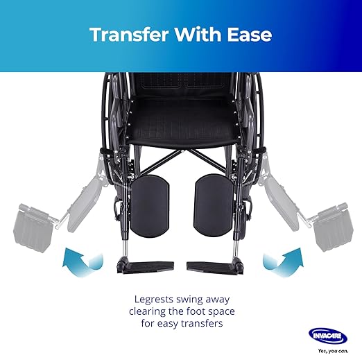 Invacare Wheelchair Elevating Legrest with Calf Support, Footrest with Swing Away Function, Adjustable Length, Tool-Free Installation, Compatible with Most US Wheelchairs