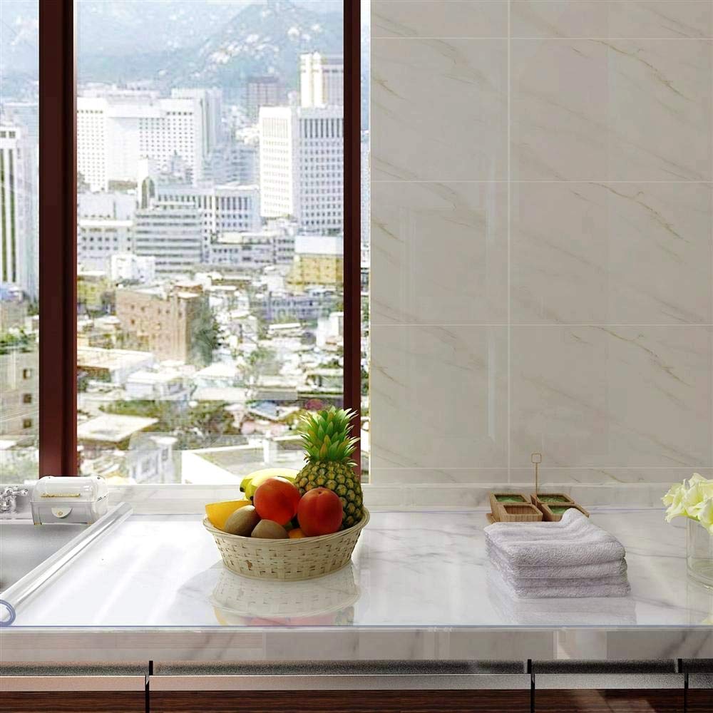 NECAUX Clear PVC Table Cover Protector 27.6 x 82.7 Inch 1.5mm Thick