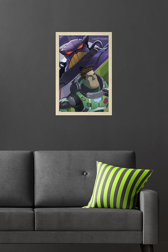 Trends International Disney Pixar Lightyear - Buzz and Zurg Wall Poster, 22.4L x 14.7W, Blonde Framed Version