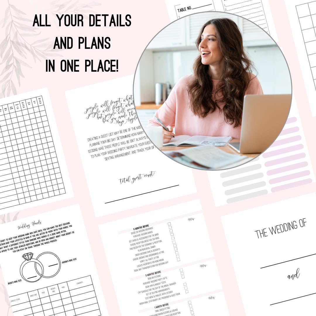 Wedding Planner Book and Organizer for Bride - Perfect Engagement Gift for Newly Engaged - Future Mrs Wedding Planning Binder with Rose Gold Accents, Tabs, Checklists - Bride to Be Gift