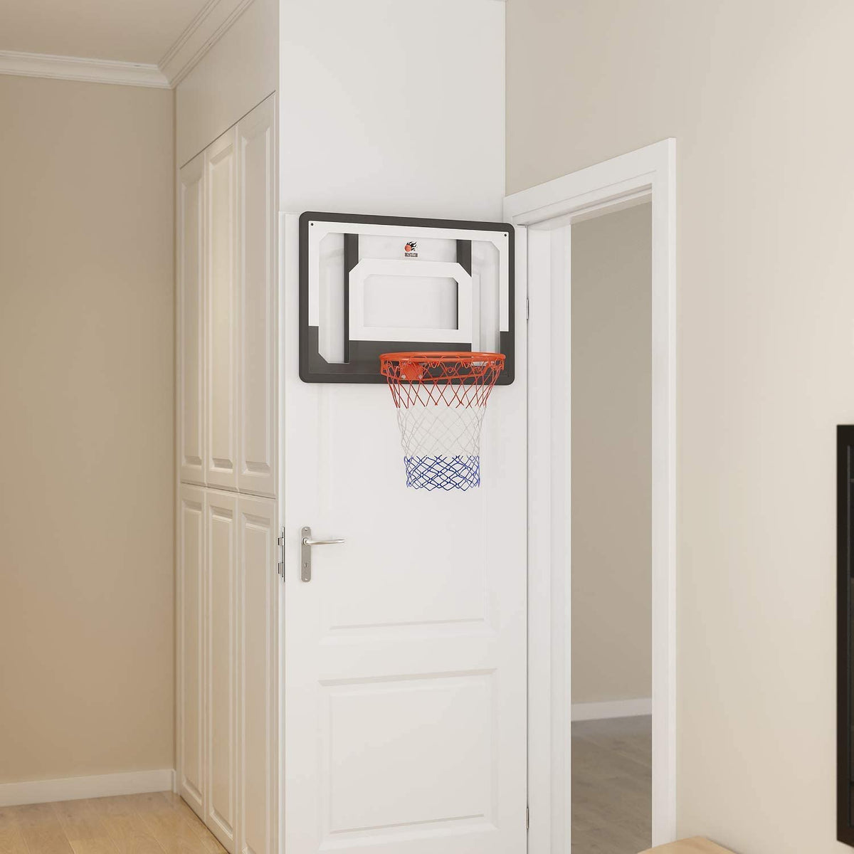CYFIE Large Wall Mount Basketball Hoop Set with Door Hooks, 32" x 23" Backboard, Spring Rim, Indoor Outdoor Basketball Practice Equipment for Adults