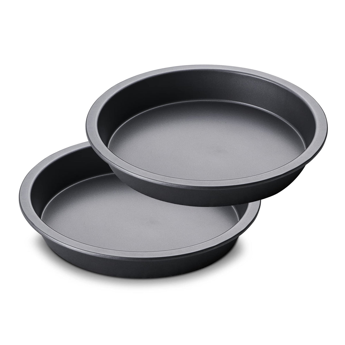 HONGBAKE Round Cake Pan Set for Baking, 8 Inch, Nonstick Deeper Circle Cake Pans with Wider Grips, 2 Pieces Layer Cake Tin, Cheesecake Mold, Huty Duty, Dishwasher Safe - Grey