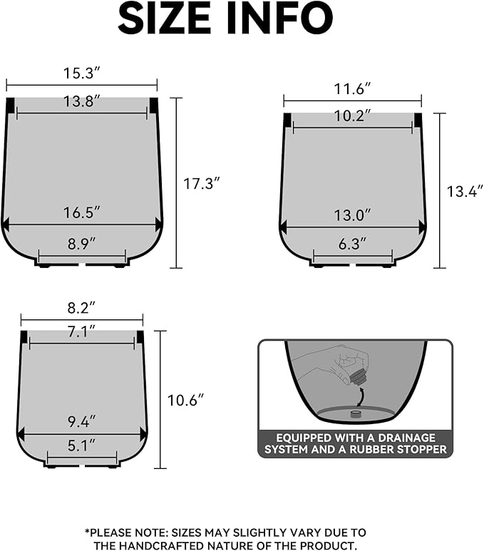 Kante 11.6" Dia Round Concrete Planter, Outdoor Indoor Large Plant Pots Containers with Drainage Hole and Rubber Plug for Home Garden Patio, Light Gray