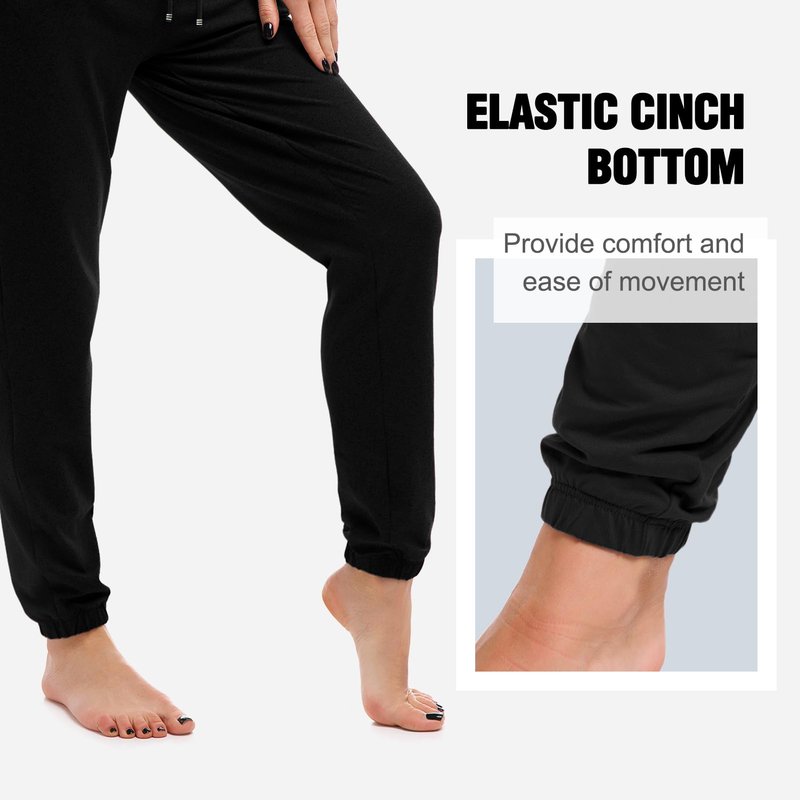 SINOPHANT Joggers for Women with Pockets Drawstring Sweatpants for Lounge Gym Yoga Black L