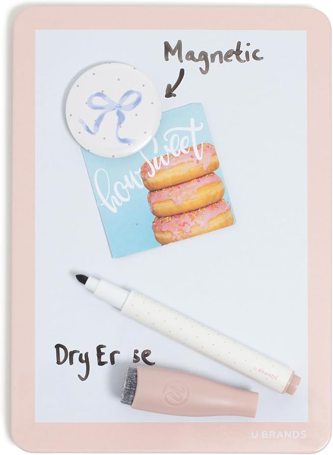 U Brands Magnetic Locker Accessories and Decorating Kit, 5 Piece Set, Locker Organizer, Back to School Essentials, Pink Charming Coquette, Whiteboard, Mirror, and more