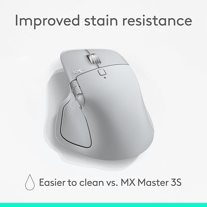 Logitech MX Master 4, Ergonomic Wireless Mouse with Advanced Performance Haptic Feedback, Ultra-Fast Scrolling, USB-C Charging, Bluetooth, Windows, MacOS - Pale Gray