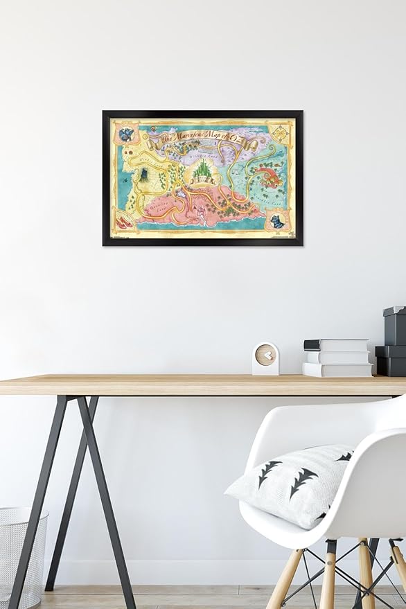 The Wizard Of Oz - Map Wall Poster, 22.4L" x 14.7W", Black Framed Version
