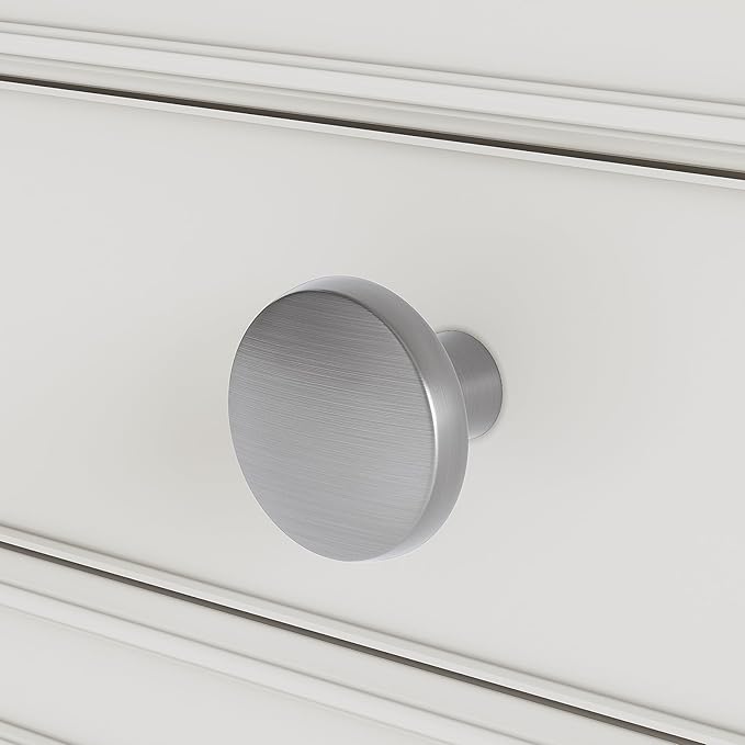 homdiy 15 Pack Brushed Nickel Cabinet Knobs Round Kitchen Handles Zinc Alloy Metal Hardware for Dresser Drawer Desk Cupboard