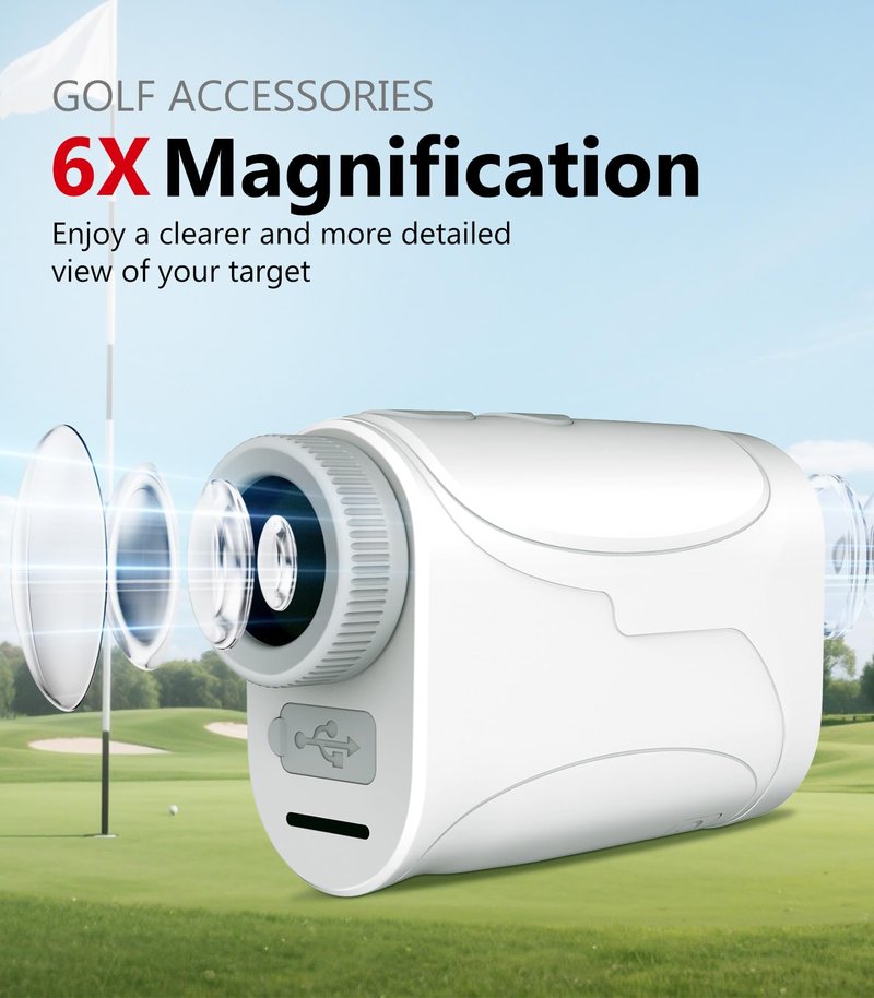 Flagfront Range Finder Golf Rangefinder with Slope, 1200 Yards Golf Range Finder, 6X Magnification, Flag Locking Vibration, Must Accessories for Golfer