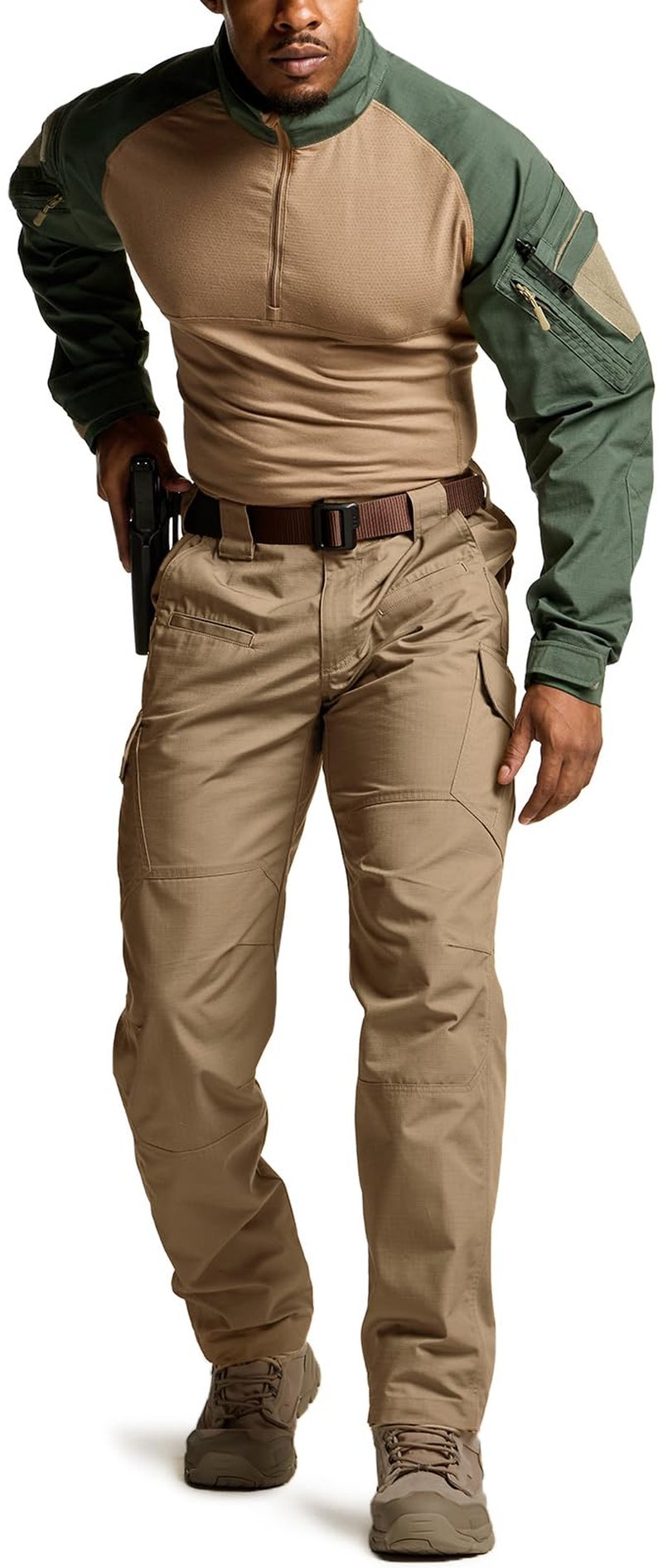 CQR Men's Tactical Pants, Water Resistant Ripstop Cargo Pants, Lightweight EDC Work Hiking Pants, Outdoor Apparel, Raider Cougar, 32W x 30L