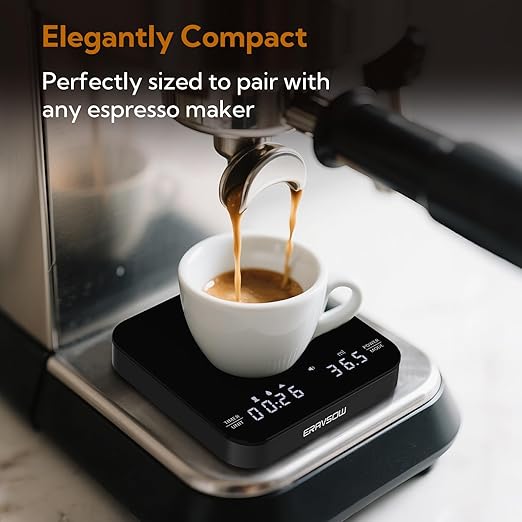 Espresso Coffee Scale with Timer, 0.1g/2kg, USB-C Rechargeable