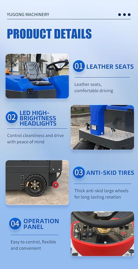 Electric Road Sweeper, Industrial Plant Sweeper, Heavy-Duty Floor Cleaner