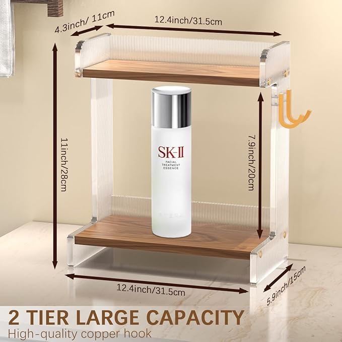 Makeup Organizer Countertop Large, Vanity Cosmetics Display Cases, Clear Skincare Bathroom Counter Organizer