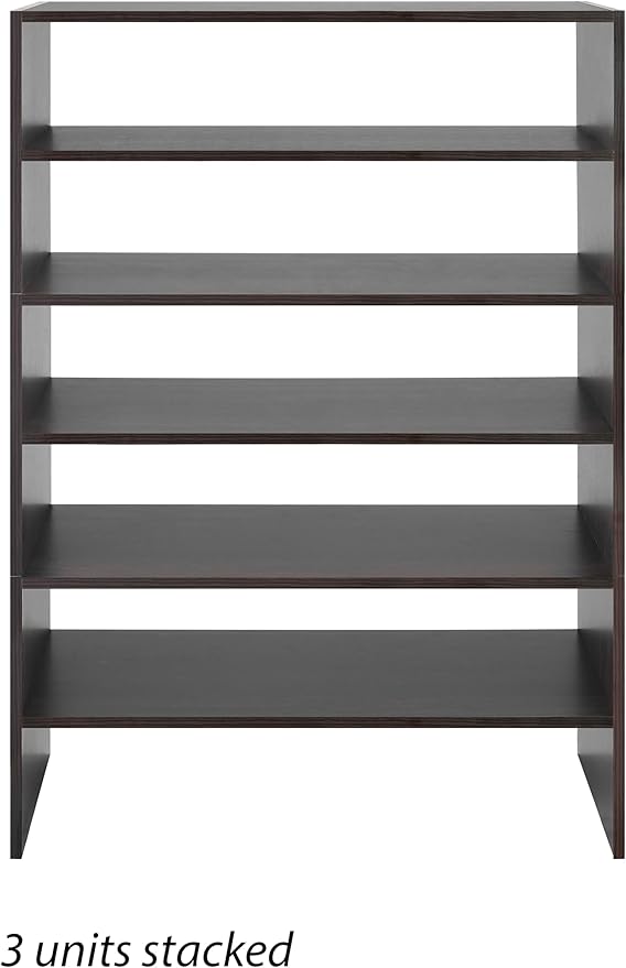 Whitmor Wood Stackable 2-Shelf Shoe Rack, 24 INCH, Espresso，2 Pack