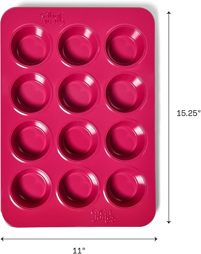 Great Jones Nonstick 12-Cup Muffin Pan (Raspberry) | Non Toxic