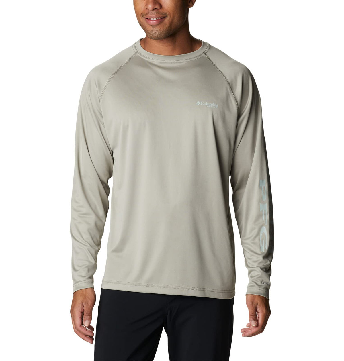 Columbia Men's Terminal Tackle Long Sleeve Shirt, Safari/Cool Green Logo, 3X Tall