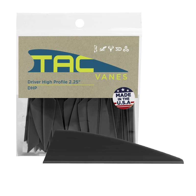 TAC Vanes Driver High Profile 2.25" Arrow Vanes, Black 100 Pack, Archery Fletching Vanes for Arrows, Durable Bonding Design, Built for Stable Flight in Hunting & Target Shooting