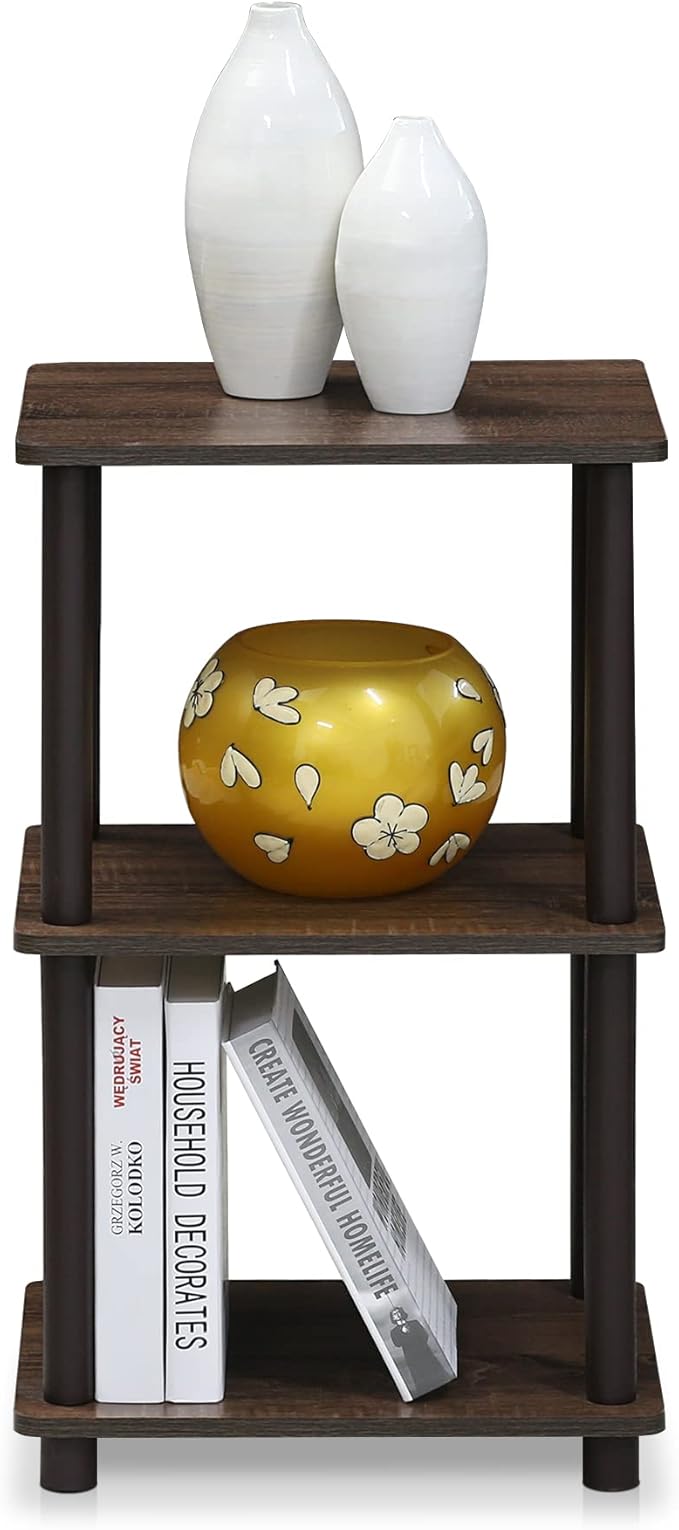 FURINNO Turn-N-Tube 2 Space Shelf, Walnut/Brown