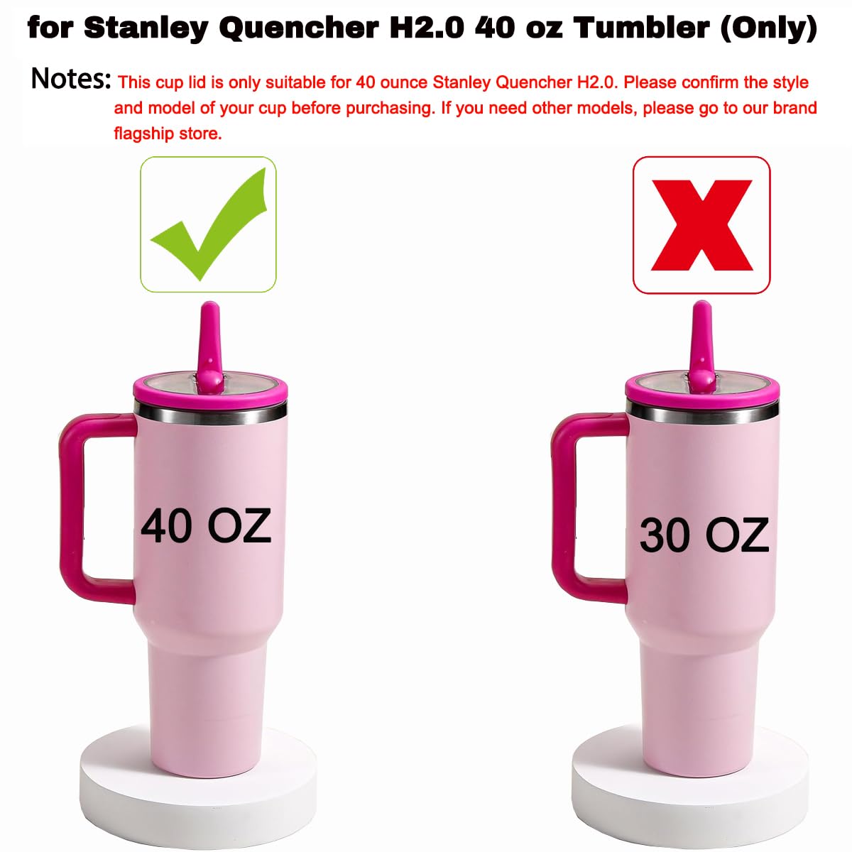 Aooiiysd 2 Pack Stanley Leak Proof Lid, with Flip Straw Lid, Stanley Cup Accessories, Stanley Lids Replacement for Stanley Quencher H2.0 40 oz Tumbler (Only), BPA Free (White and Dark Blue Set)
