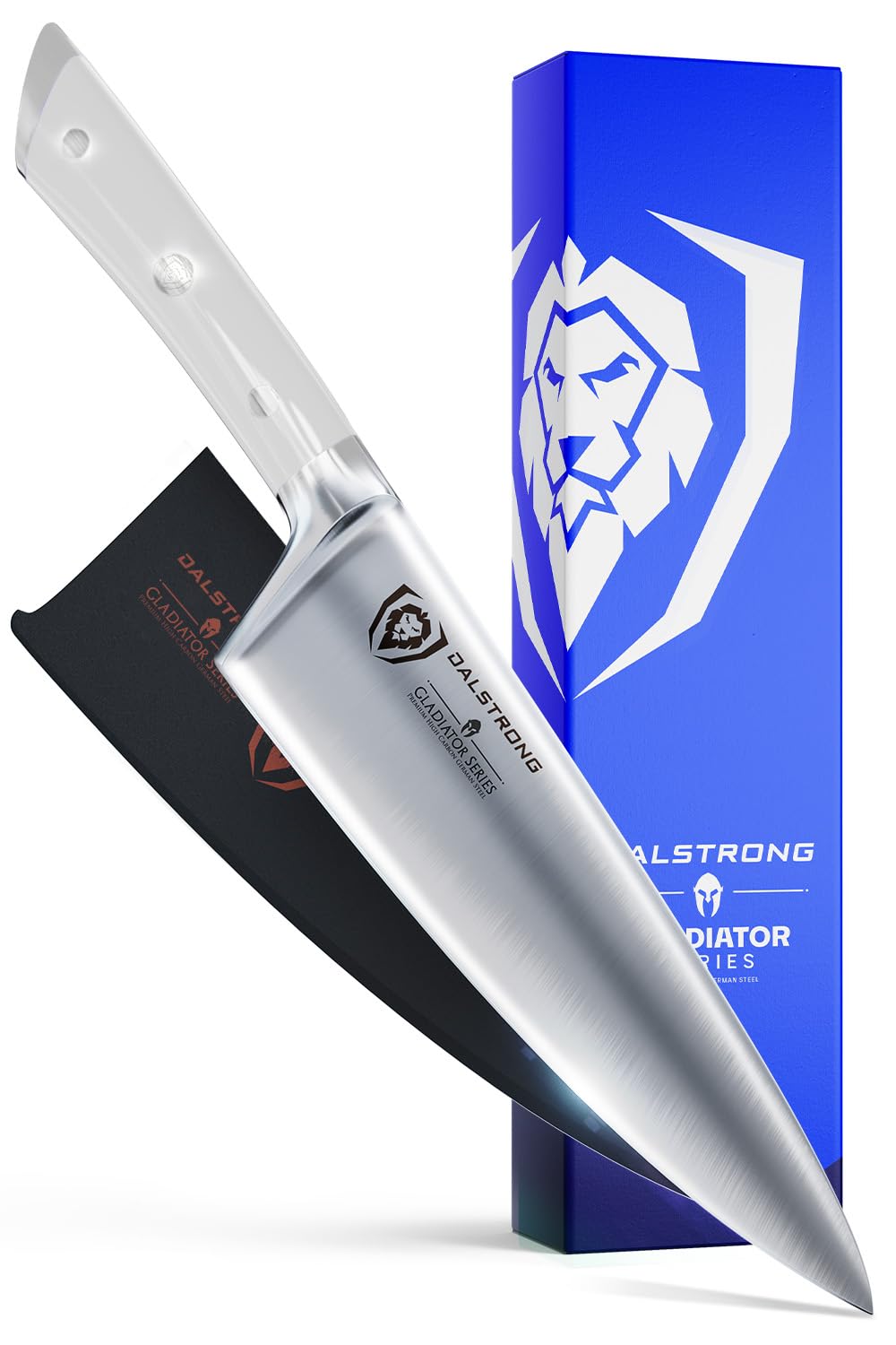 Dalstrong Chef Knife - 8 inch Blade - Gladiator Series - Forged High Carbon German Steel - Razor Sharp Kitchen Knife - Professional Full Tang Knives - Crimson Red Handle ABS - Sheath - NSF Certified
