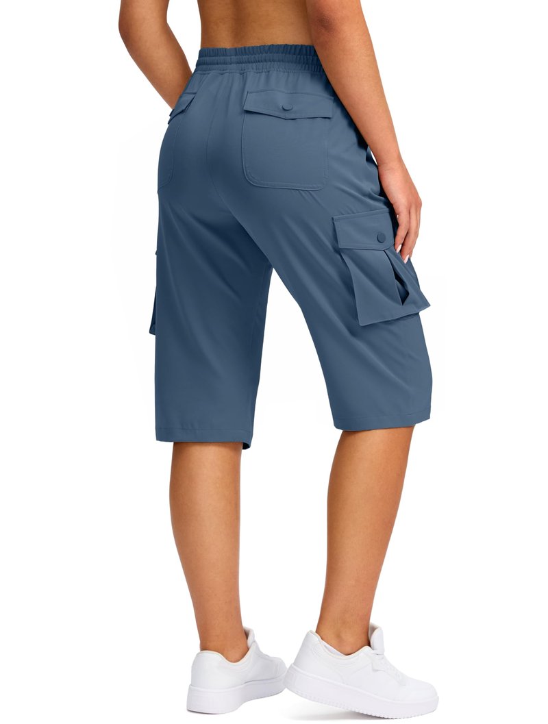 Viodia 15" Long Shorts for Women Hiking Cargo Bermuda Shorts Lightweight Quick Dry Knee Length Capris for Summer Travel Fishing