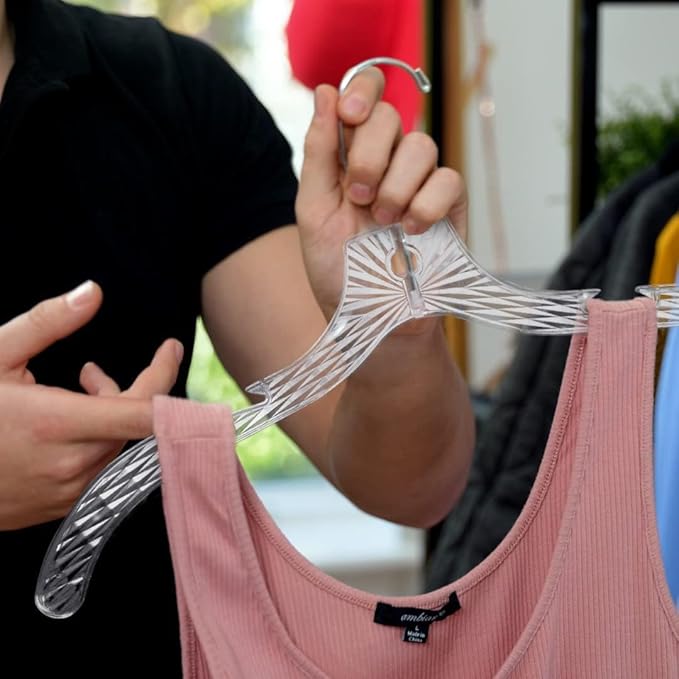 Clothes Hangers Plastic Set of 50 Pack Heavy Duty Hangers Dresses, T-Shirts Shirt Dress Blouse Hangers for Closet Organization Crystal Hanger Women and Men Coat Hanger