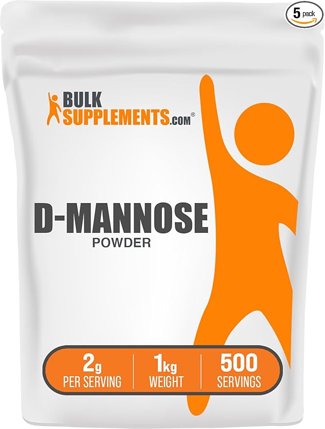 BulkSupplements.com D-Mannose Powder - D-Mannose Supplement, for Urinary Tract Health - Unflavored & Gluten Free, 2g per Serving, 1kg (Pack of 5) (11 lbs)
