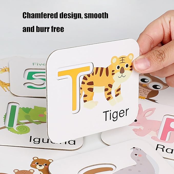 Alphabet Flash Cards, Numbers and Alphabets Flash Cards Set, Wooden Letters Number Blocks Sight Words Matching Game Toddler Preschool Learning Activities Toys for Preschool Kids Age 4 Year Over