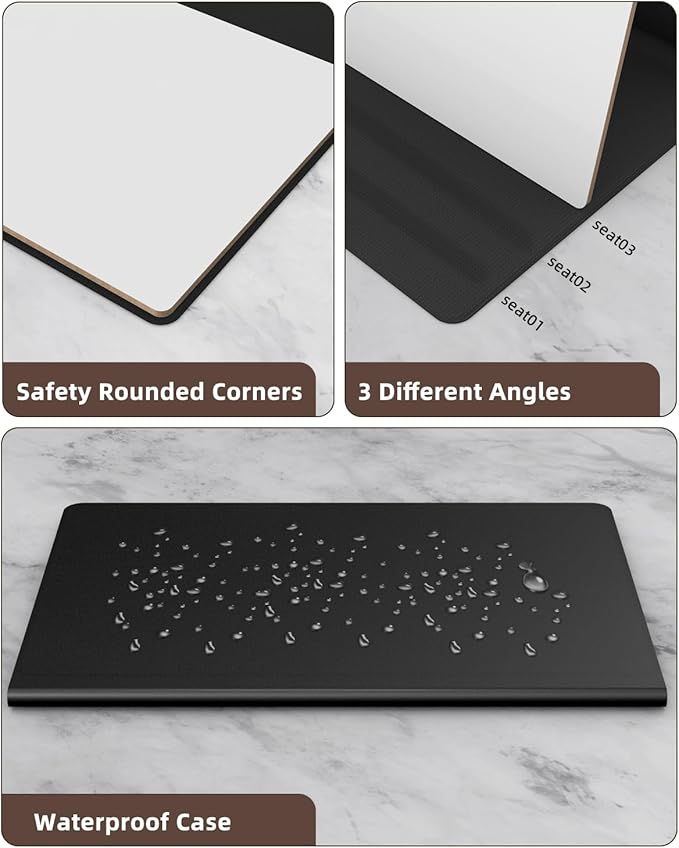 Small Dry Erase Board with Stand for Desk, Portable Reusable Desktop Notepad, 9.5 * 6.6in Memo White Board,Office Home Supplies Desk Accessories MH770 (Black)