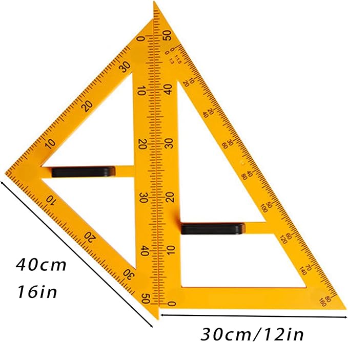 Magnetic Geometry Set on Whiteboard Math Classroom Large Protractor Triangle Ruler Plate Set Compass Drawing Tools for Teacher (5 Pieces)
