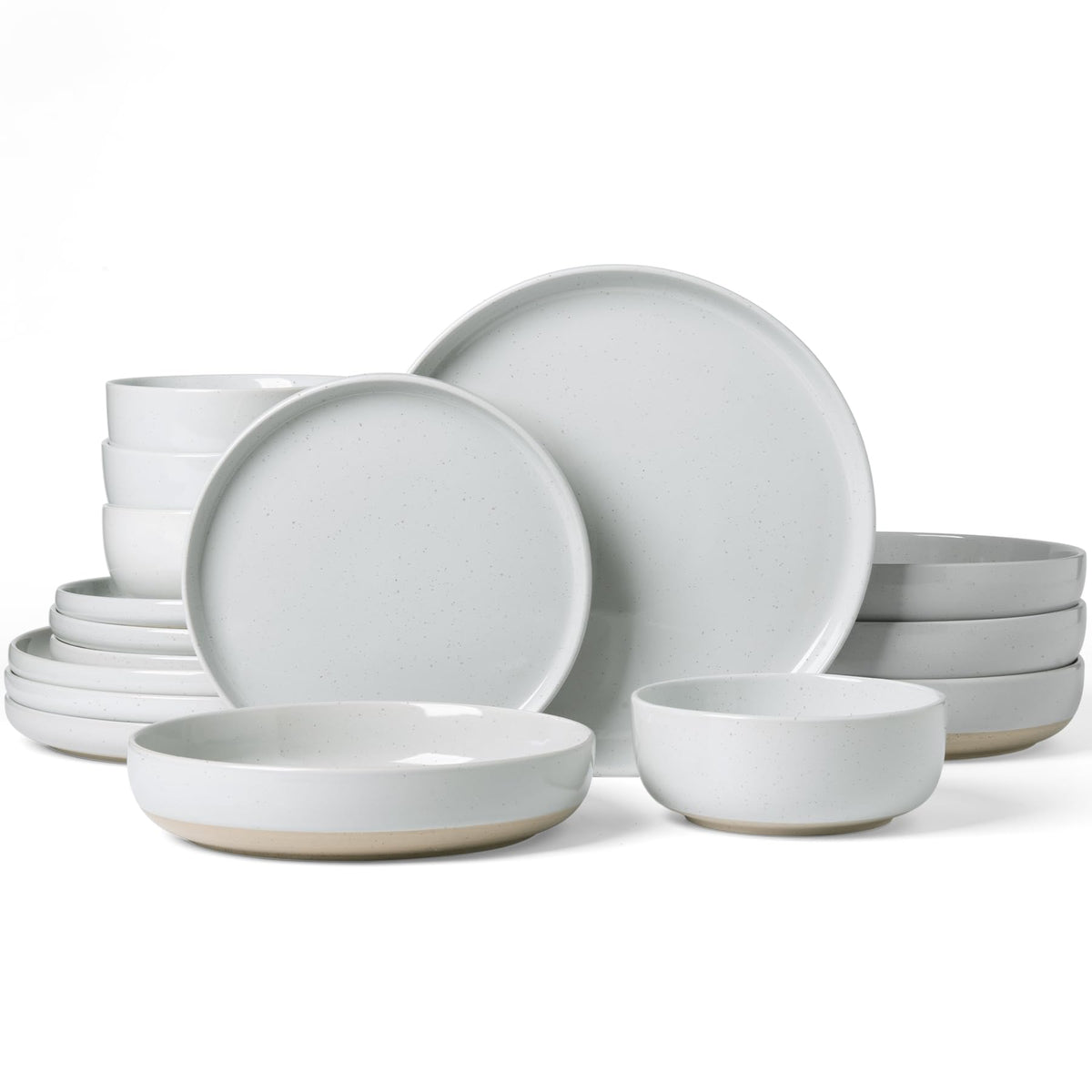 Famiware Milkyway 16-Piece Dinnerware Set with Mugs, Dark Gray
