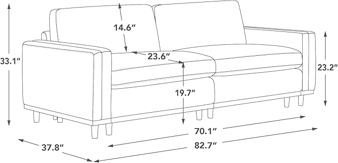 CHITA Super Large Luxury Loveseat Sectional Modular Sofa, Down Filled Modern Sofa, Deep Seat Comfty Cloud Couch, 83 inch Width, 2 Seat Couch, Solid Wood Leg, Linen